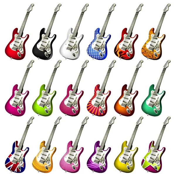 Set Different Electric Guitars — Stock Vector