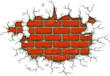Brick wall with damaged plaster vector illustration clipart