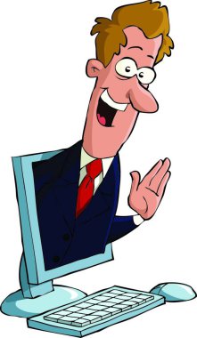 A man from the monitor, vector illustration clipart