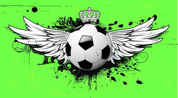 矢量插图的 Grunge 足球徽章或用两个翅膀 冠和花卉元素徽章 — 图库矢量图片