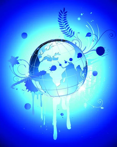 抽象蓝色背景与光泽地球地球矢量插画 — 图库矢量图片