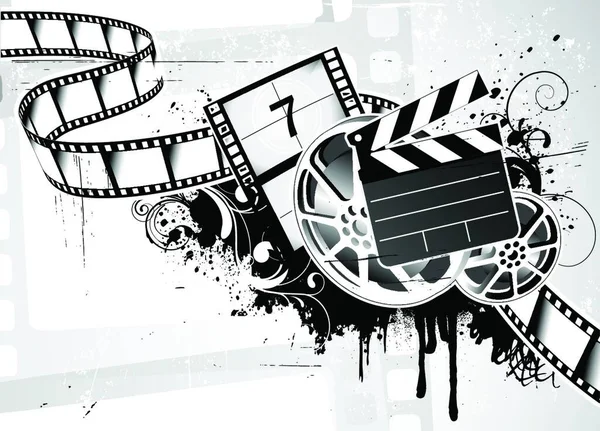 矢量插画的 Grunge 抽象背景与电影影片主题设计的设计元素 — 图库矢量图片