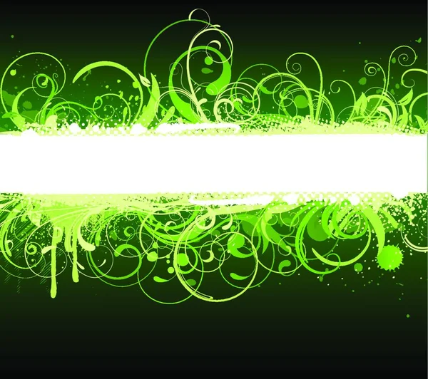 Illustrazione Vettoriale Verde Funky Grunge Sfondo Futuristico Con Banner Decorativo — Vettoriale Stock