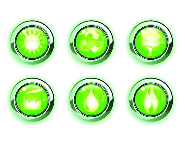 Conjunto Ilustración Vectorial Iconos Ecologe Verdes — Archivo Imágenes Vectoriales