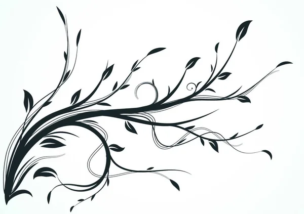 Vektor Illustration Von Wirbelnden Blüht Dekorativen Floralen Hintergrund — Stockvektor