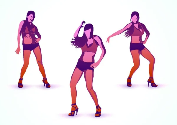 Ilustración Vectorial Del Baile Discoteca Abstracta Sexy Girls — Archivo Imágenes Vectoriales