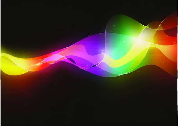 色と抽象的な背景のベクトル イラストぼけ湾曲した魔法のネオンの光の線 — ストックベクタ