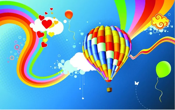 Wektor Ilustracja Kolorowe Abstrakcyjne Tło Funky Balon Gorące Powietrze Idealne — Wektor stockowy