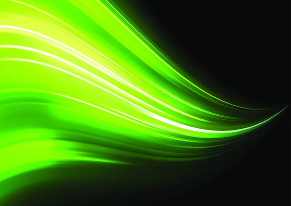 Vektorové Ilustrace Neon Abstraktní Pozadí Rozmazané Magické Zelené Světlo Zakřivené — Stockový vektor