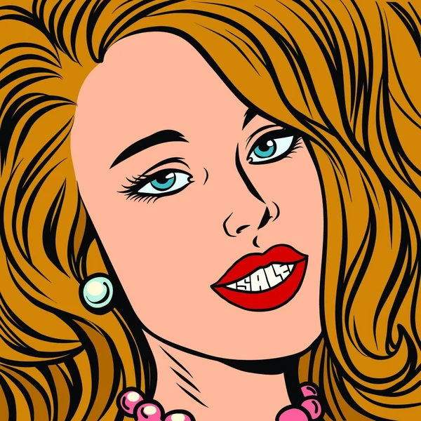 Piękna Kobieta Sprzedaje Zęby Komiks Pop Sztuka Retro Wektor Ilustracja — Wektor stockowy
