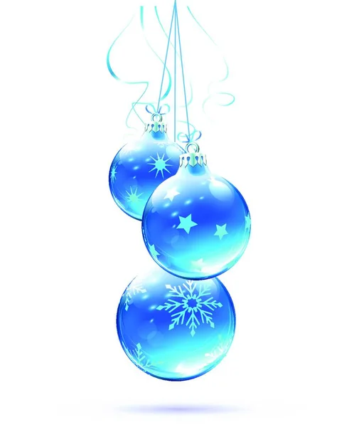 Ilustración Vectorial Decoraciones Navideñas Azules Frescas — Vector de stock