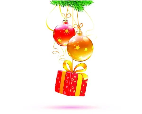Ilustração Vetorial Decorações Frescas Natal Caixa Presente Funky — Vetor de Stock