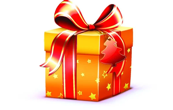 Vektor Illustration Von Weihnachten Glänzend Rot Geschenk Box — Stockvektor