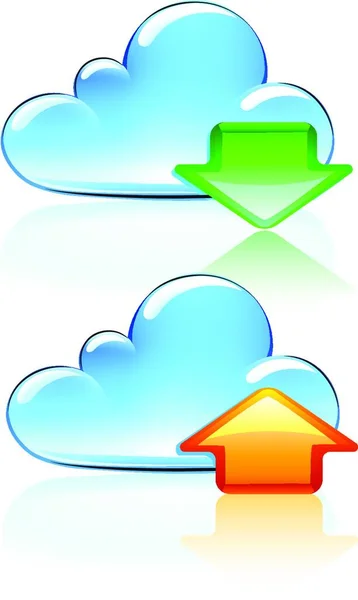 Illustrazione Vettoriale Delle Icone Hosting Cloud — Vettoriale Stock