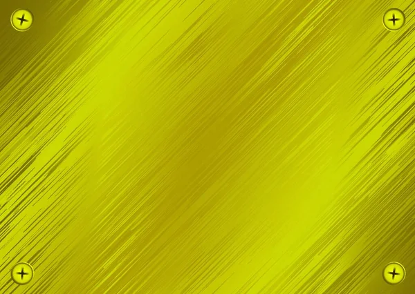 Goldener Hintergrund Aus Gebürstetem Metall Mit Schraubköpfen Jeder Ecke — Stockvektor