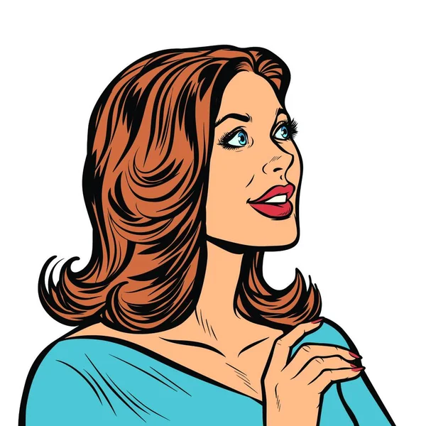 Beautiful Woman Profile Pop Art Retro Vector Illustration Drawing Kitsch — Stock Vector