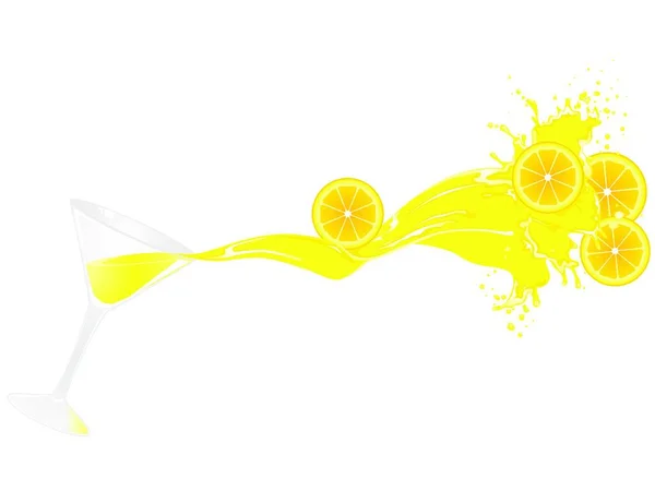 Apelsinjuice Hälls Glas Med Gnistor — Stock vektor