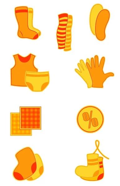 Vecteur Orange Vif Vêtements Sous Vêtements Icônes — Image vectorielle