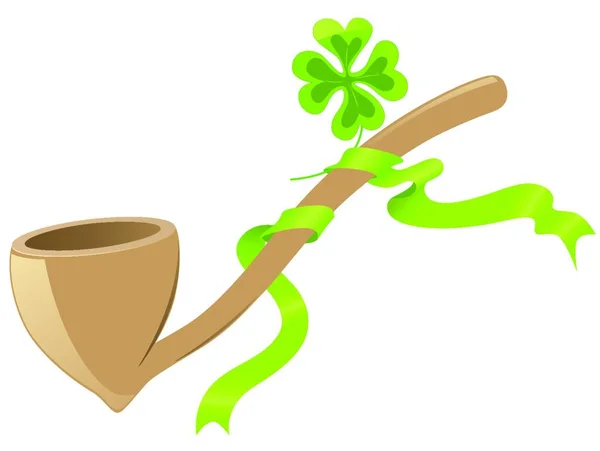 Saint Patrick Day Achtergrond Met Tabakspijp Klavertje Vier — Stockvector