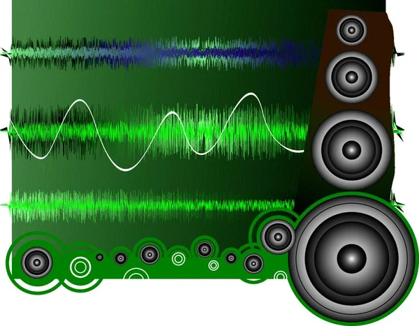 Ein Moise Bezogenes Bild Das Einen Gezeichneten Lautsprecher Und Schallwellen — Stockvektor