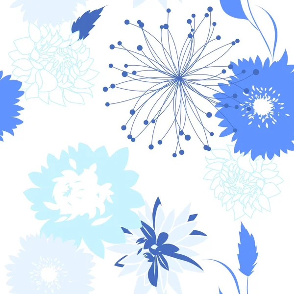 Blue Floral Seamless Background — Stock Vector