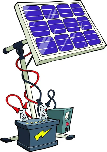 Solarbatterie Auf Weißem Vektor Hintergrund — Stockvektor