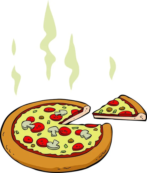 Pizza Auf Weißem Hintergrund — Stockvektor