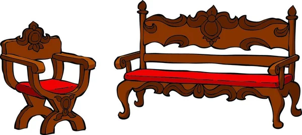 Stuhl Und Eine Vektor Illustration Der Couch Renaissance — Stockvektor