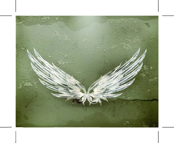 翼の白い古いスタイルのベクトル — ストックベクタ