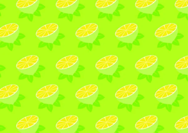 Ilustración Vectorial Del Patrón Limones Funky Fondo Verde — Vector de stock