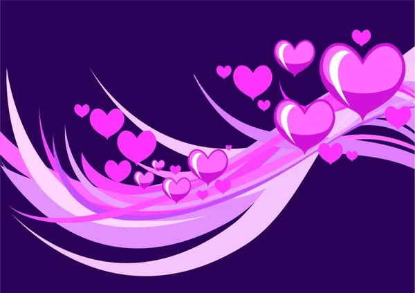 Vektor Illustration Des Flirtenden Hintergrunds Stilisierter Herzen Und Wellen — Stockvektor