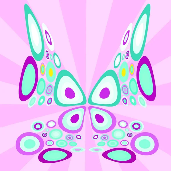 Vector Illustration Stylized Butterfly Retro Circle Shapes Design — Stock Vector