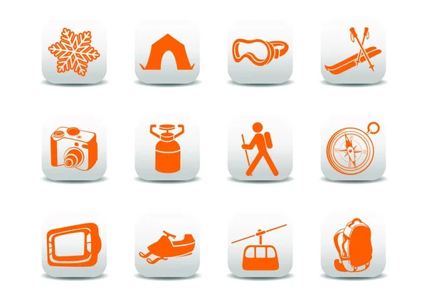 Vector Illustration Winter Camping Ski Icons You Can Use Your — Stock Vector