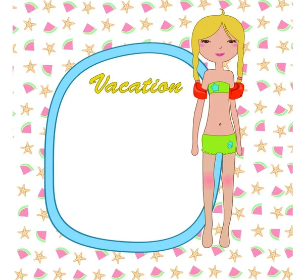Vector Illustration Funny Kiddie Style Design Summer Background — Stock Vector