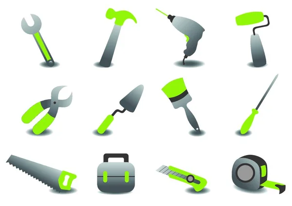 Vector Illustration Professional Repairing Tools Icons — Stock Vector