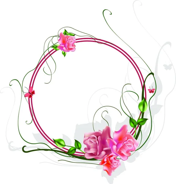 美丽玫瑰的典雅花框的矢量幻象 — 图库矢量图片