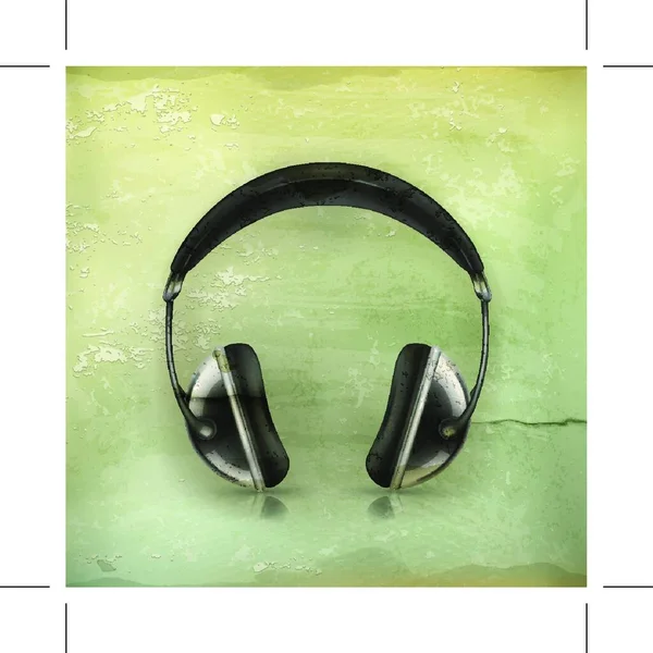 Écouteurs Vieux Vecteur — Image vectorielle