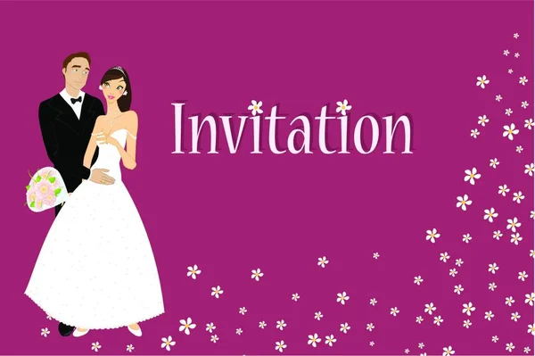 Vector Illustration Funky Wedding Invitation Cool Sexy Bride Groom — Stock Vector