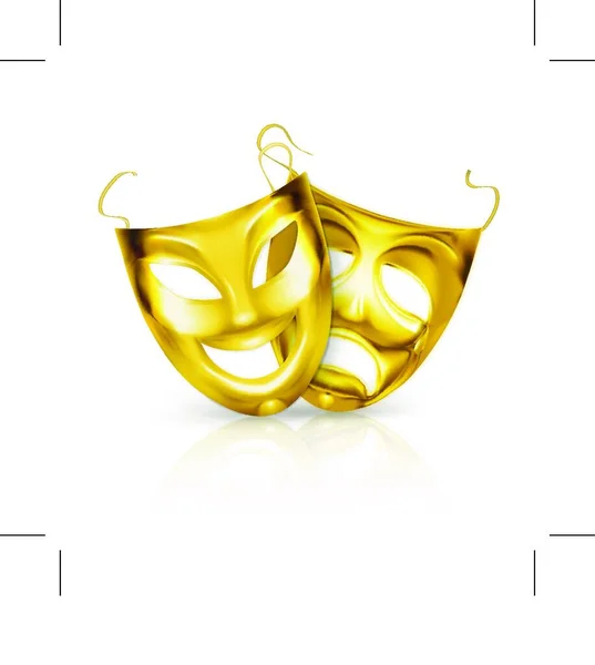 Gouden Theater Maskers Vector — Stockvector