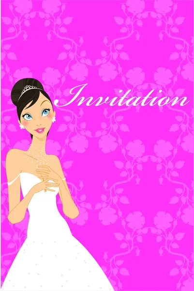 美しい結婚式の招待状 Preety 花嫁のベクトル イラスト — ストックベクタ
