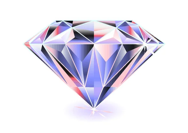 Καλλιτεχνικό Πολύχρωμο Διαμάντι Κοπής Σκιά Και Αντανάκλαση — Διανυσματικό Αρχείο