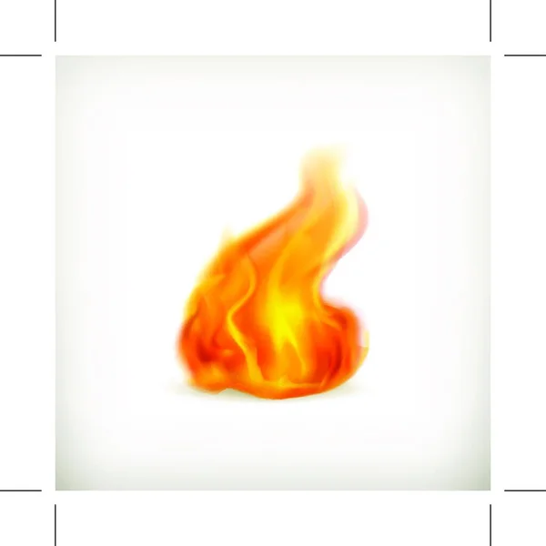 Flame Vector Icon Isolated White Background — Stock Vector