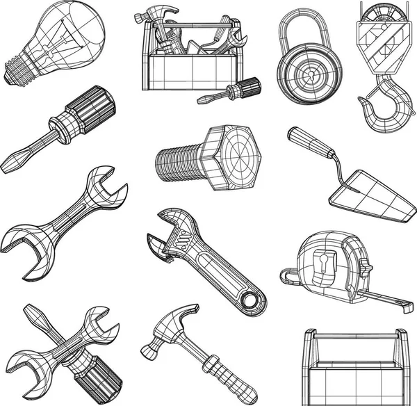 Set Tekengereedschap Vector — Stockvector