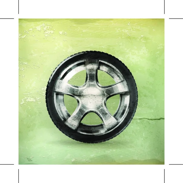 Car Wheel Old Style Vector — Stock Vector