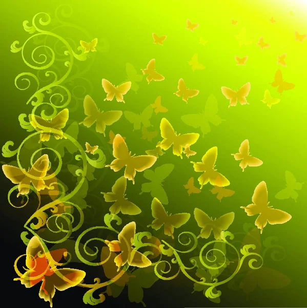 Abstrakter Farbenfroher Hintergrund Mit Schmetterlingen Ein Vektor — Stockvektor