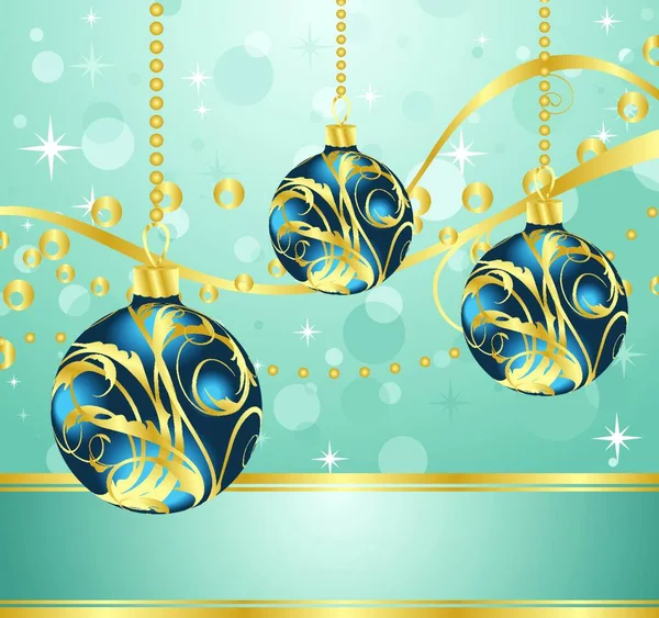 Ilustración Abstracto Fondo Azul Con Bolas Navidad Vector — Vector de stock