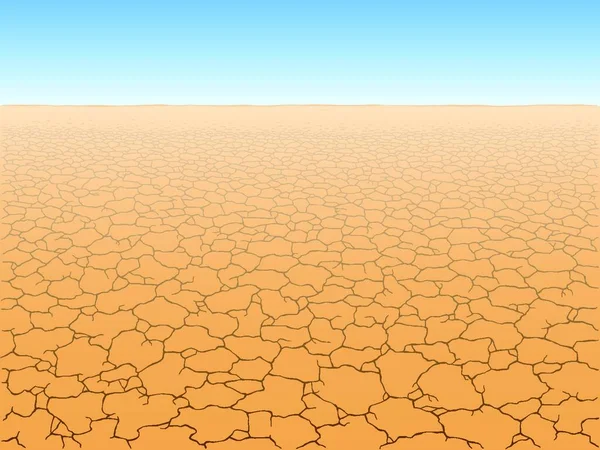 砕けた大地のベクトル図と砂漠の風景 — ストックベクタ