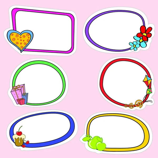 Vector Illustration Cute Retro Frames Stickers Style Funny Elements — Stock Vector