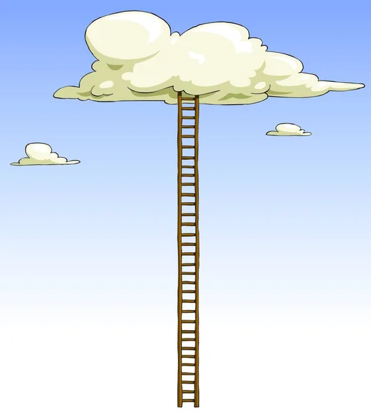 Bulutlar Vektör Çizim Karikatür Merdiveni — Stok Vektör