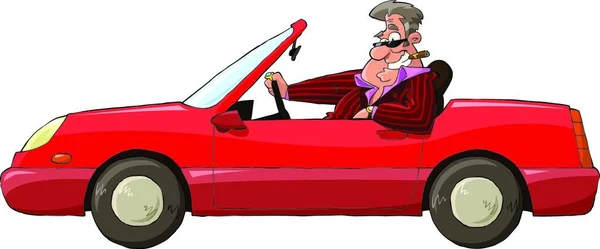 Homem Carro Vermelho Vetor Ilustração —  Vetores de Stock